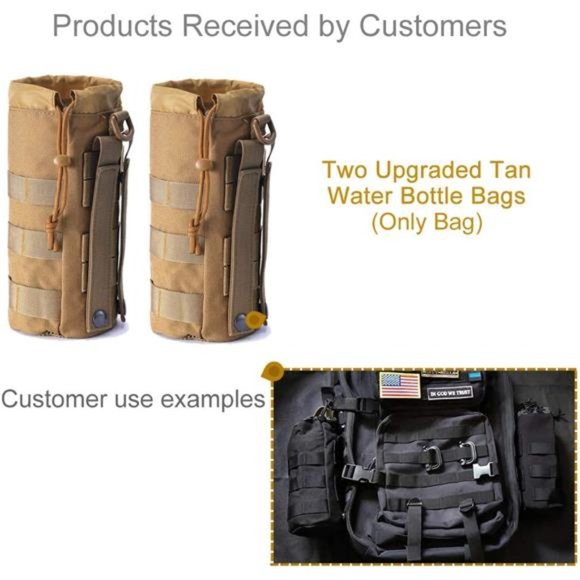Set of 2 Water Bottles Pouch Bag, Tactical Drawstring Molle Water Bottle Holder - Picture 3 of 5